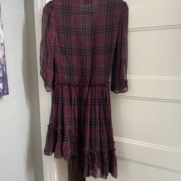 Coach Silk Red Plaid Asymmetrical Size 4 Mini Dress - Picture 4 of 10